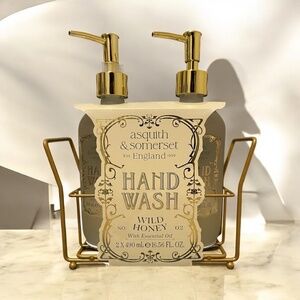 Asquith & Somerset Wild Honey Hand Wash Set – 2pk Glass Bottles + Caddy | NEW